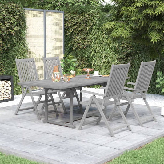 vidaXL Garden Dining Set | Grey | Solid Acacia wood | Extendable |  Extendable