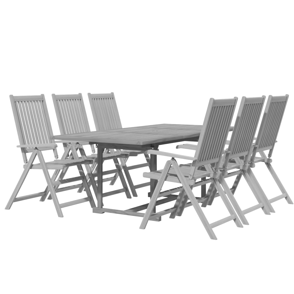 vidaXL Garden Dining Set | Grey | Solid Acacia wood | Standard |  Extendable