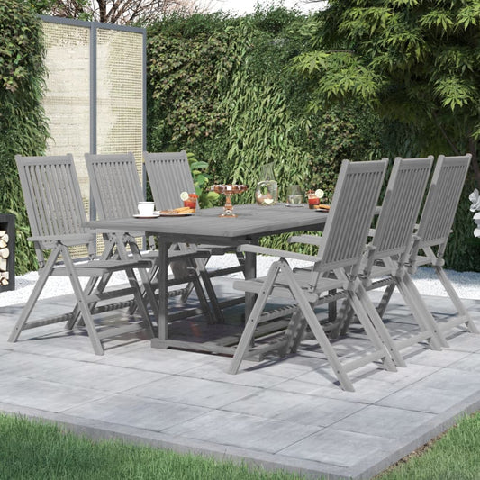 vidaXL Garden Dining Set | Grey | Solid Acacia wood | Standard |  Extendable
