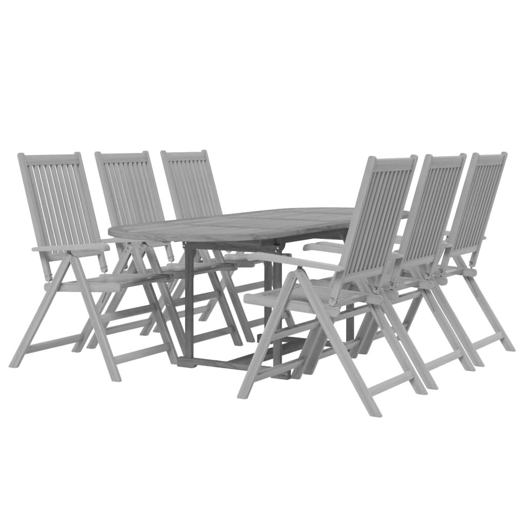vidaXL Garden Dining Set | Grey | Solid acacia wood | Standard | Extendable