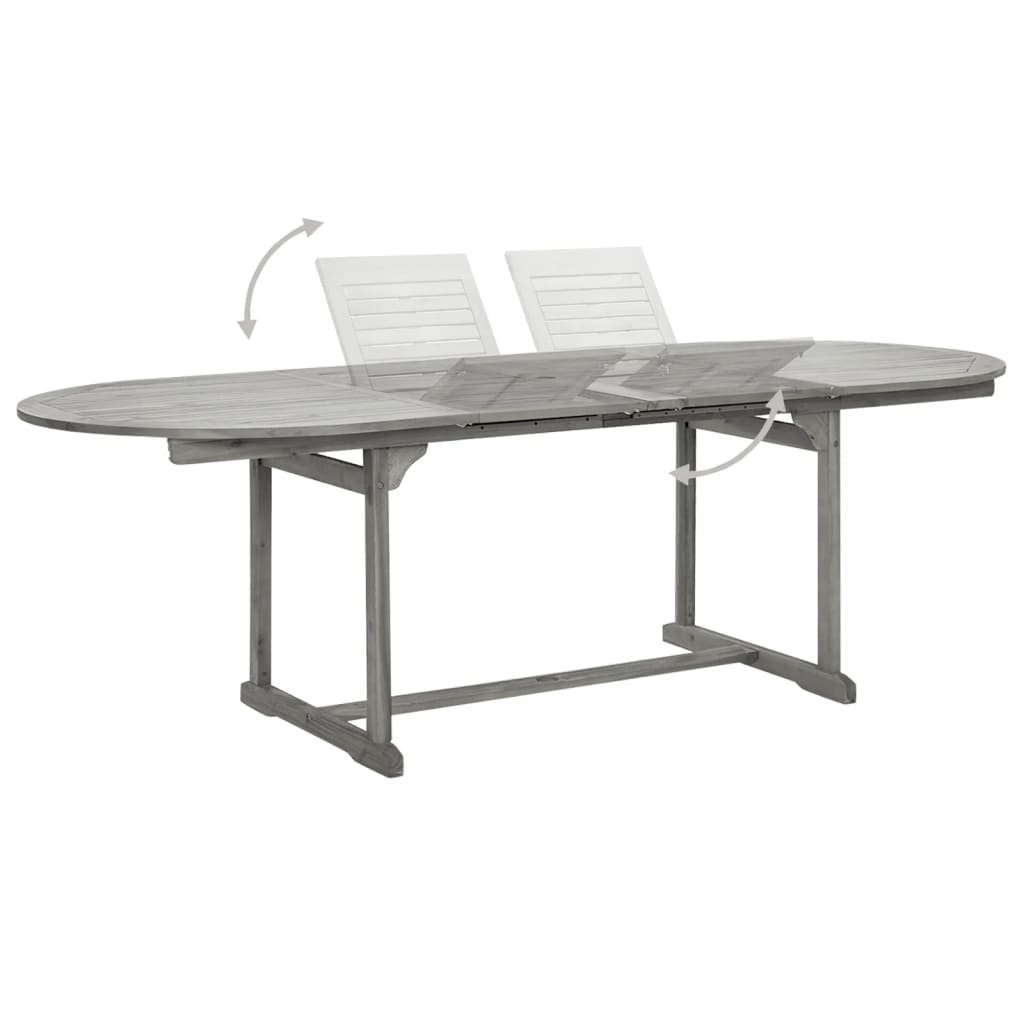 vidaXL Garden Dining Set | Grey | Solid acacia wood | Standard | Extendable