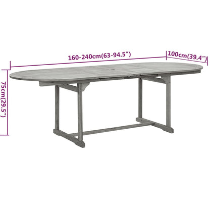 vidaXL Garden Dining Set | Grey | Solid acacia wood | Standard | Extendable