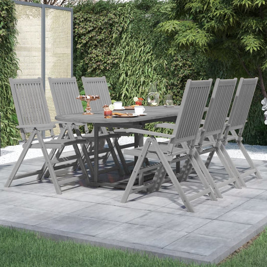 vidaXL Garden Dining Set | Grey | Solid acacia wood | Standard | Extendable