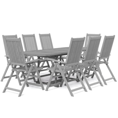 vidaXL Garden Dining Set | Grey | Solid Acacia wood with grey wash finish