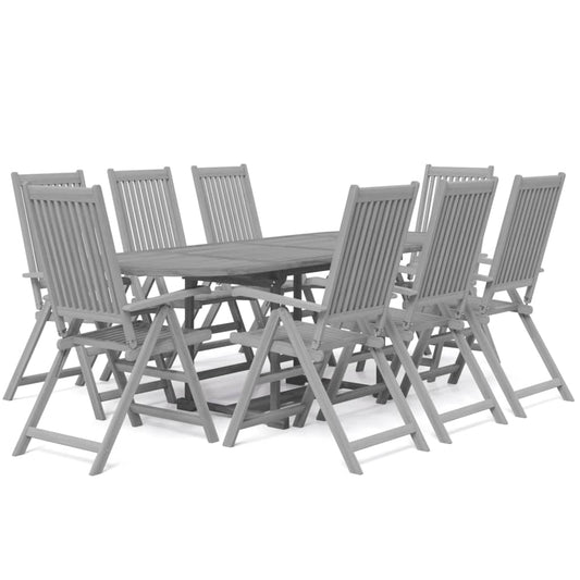 vidaXL Garden Dining Set | Grey | Solid Acacia wood with grey wash finish