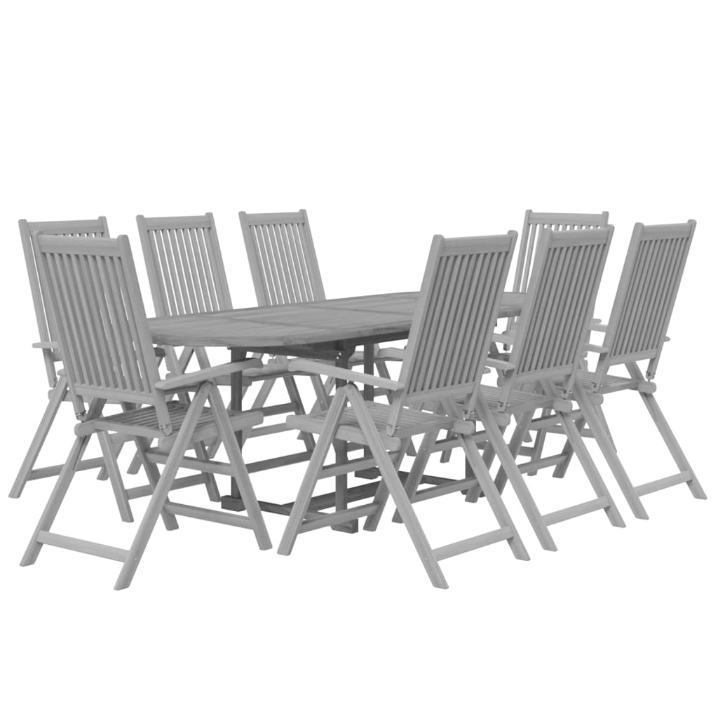 vidaXL Garden Dining Set | Grey | Solid Acacia wood with grey wash finish
