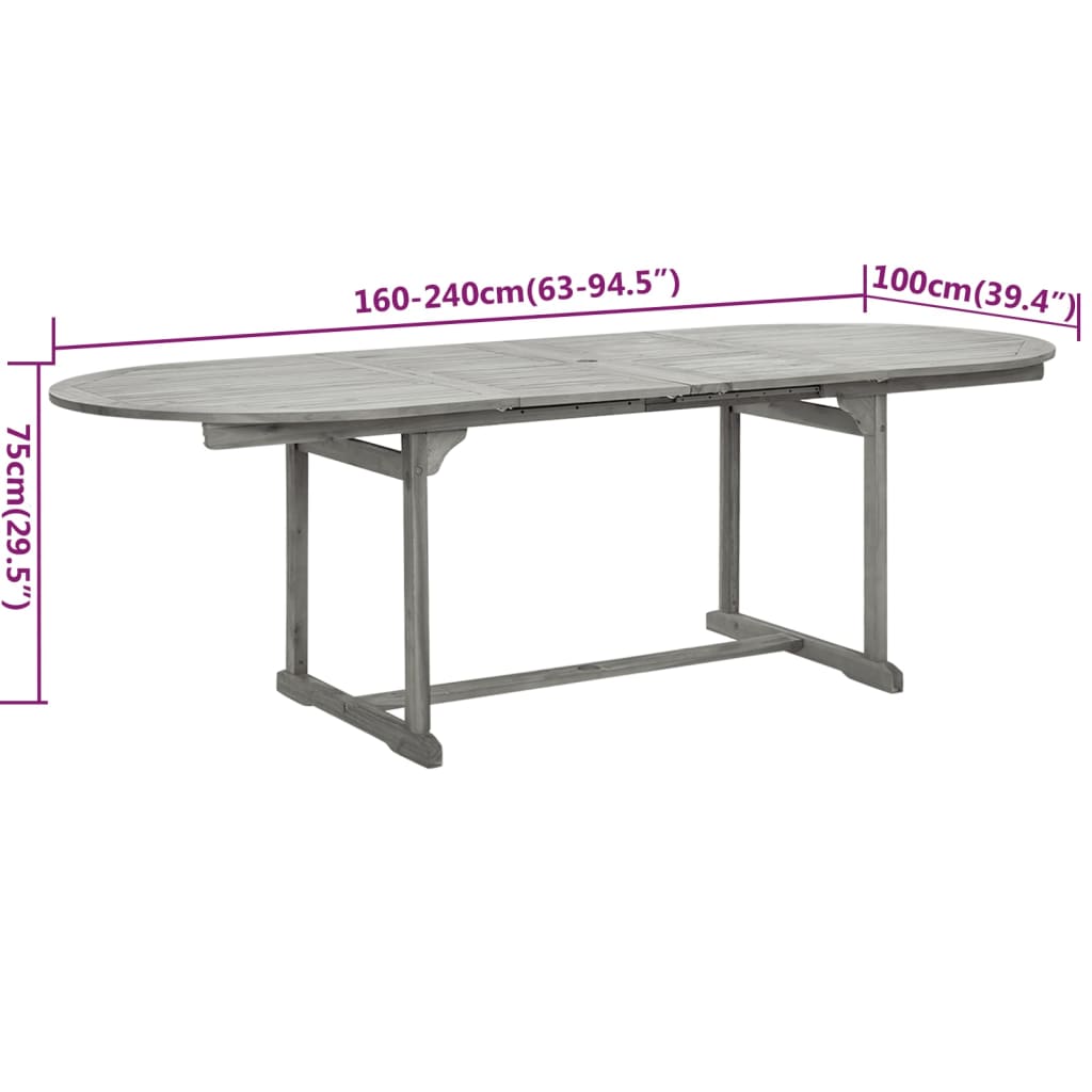 vidaXL Garden Dining Set | Grey | Solid Acacia wood with grey wash finish