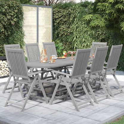 vidaXL Garden Dining Set | Grey | Solid Acacia wood with grey wash finish