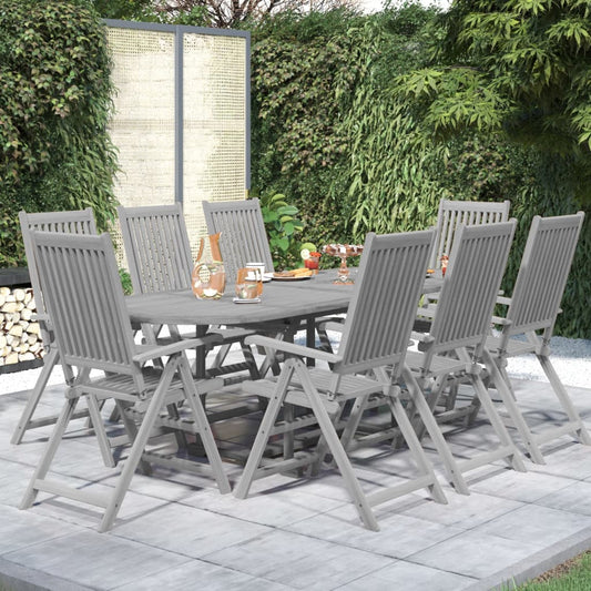 vidaXL Garden Dining Set | Grey | Solid Acacia wood with grey wash finish