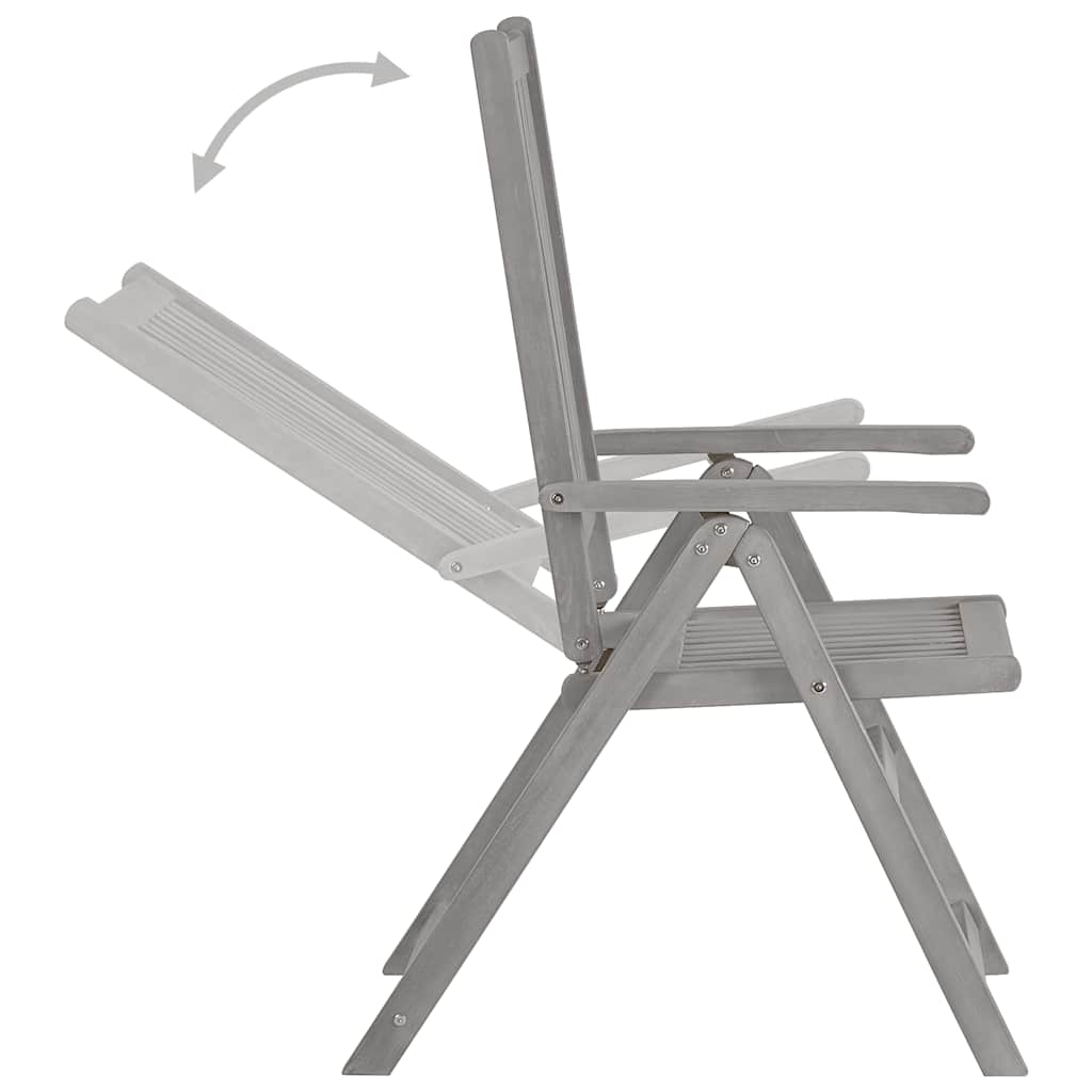 vidaXL Garden Dining Set | Grey | Solid acacia wood | 7-Piece | Foldable
