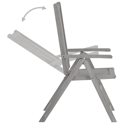 vidaXL Garden Dining Set | Grey | Solid acacia wood | 7-Piece | Foldable