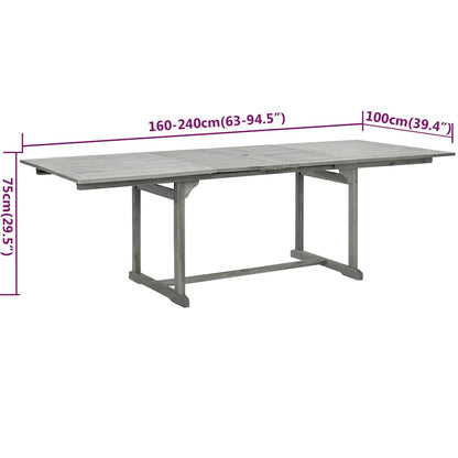 vidaXL Garden Dining Set | Grey | Solid acacia wood | 7-Piece | Foldable