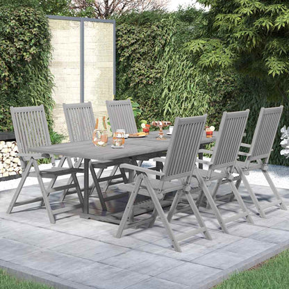 vidaXL Garden Dining Set | Grey | Solid acacia wood | 7-Piece | Foldable