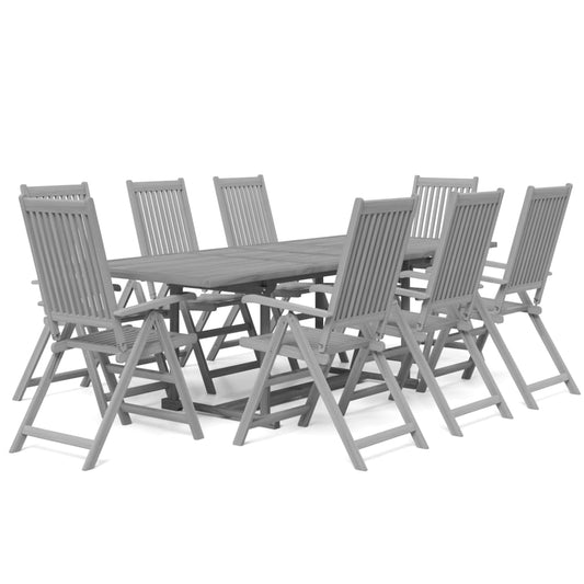 vidaXL Garden Dining Set | Grey | Solid acacia wood | Standard |  Extendable