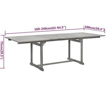 vidaXL Garden Dining Set | Grey | Solid acacia wood | Standard |  Extendable