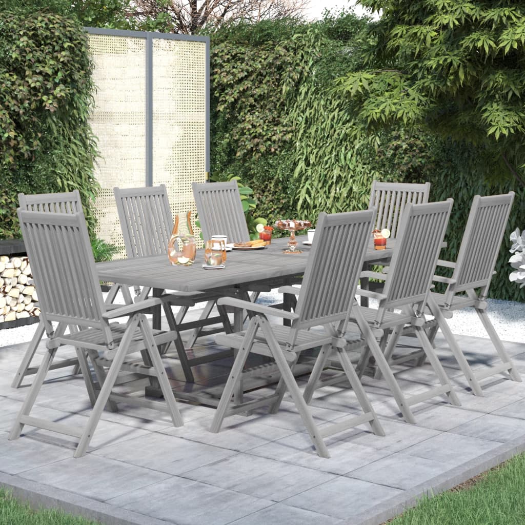 vidaXL Garden Dining Set | Grey | Solid acacia wood | Standard |  Extendable
