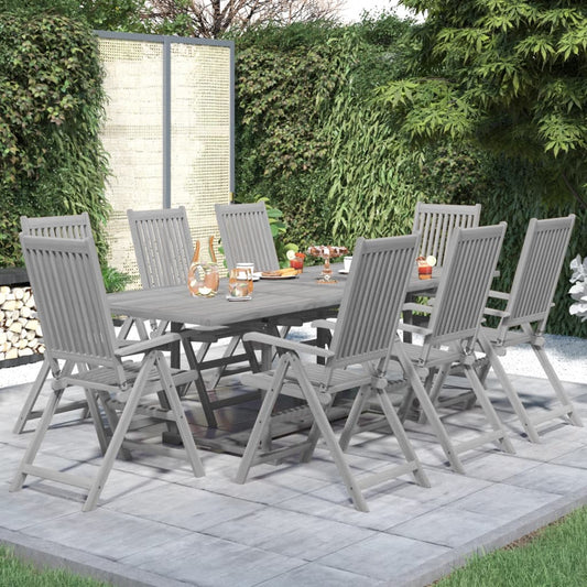 vidaXL Garden Dining Set | Grey | Solid acacia wood | Standard |  Extendable