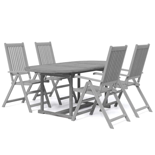 vidaXL Garden Dining Set | Grey | Solid acacia wood | Medium | Extendable