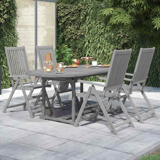 vidaXL Garden Dining Set | Grey | Solid acacia wood | Medium | Extendable