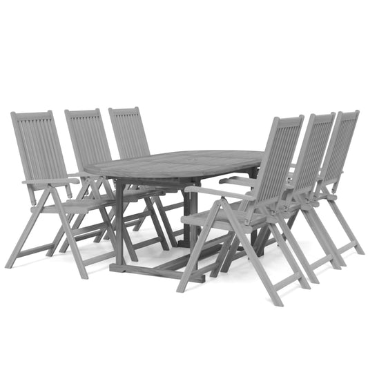 vidaXL Garden Dining Set | Grey | Solid acacia wood | Large |  Foldable