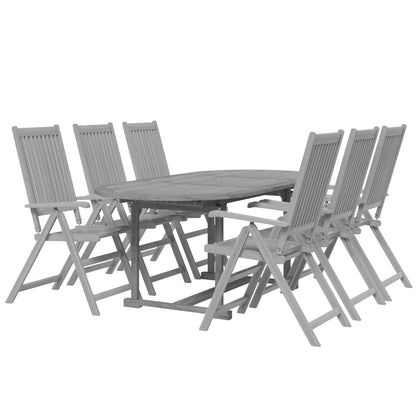 vidaXL Garden Dining Set | Grey | Solid acacia wood | Large |  Foldable