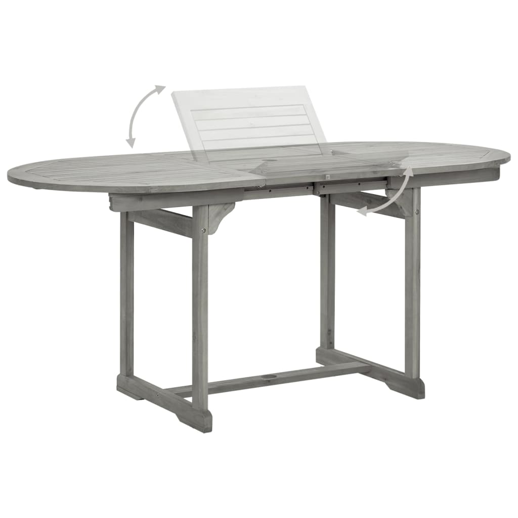 vidaXL Garden Dining Set | Grey | Solid acacia wood | Large |  Foldable