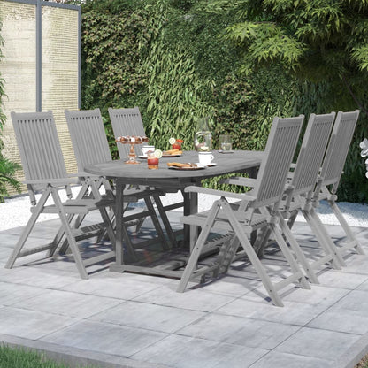 vidaXL Garden Dining Set | Grey | Solid acacia wood | Large |  Foldable