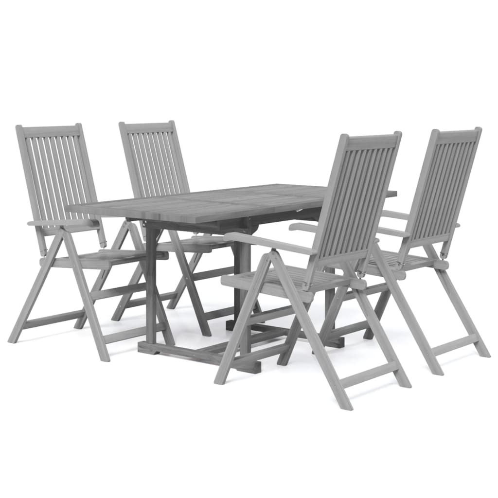 vidaXL Garden Dining Set | Grey | Solid Acacia wood | Standard | Extendable