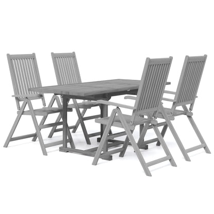 vidaXL Garden Dining Set | Grey | Solid Acacia wood | Standard | Extendable