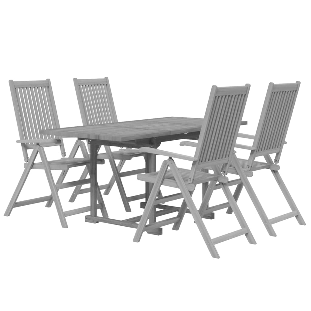 vidaXL Garden Dining Set | Grey | Solid Acacia wood | Standard | Extendable