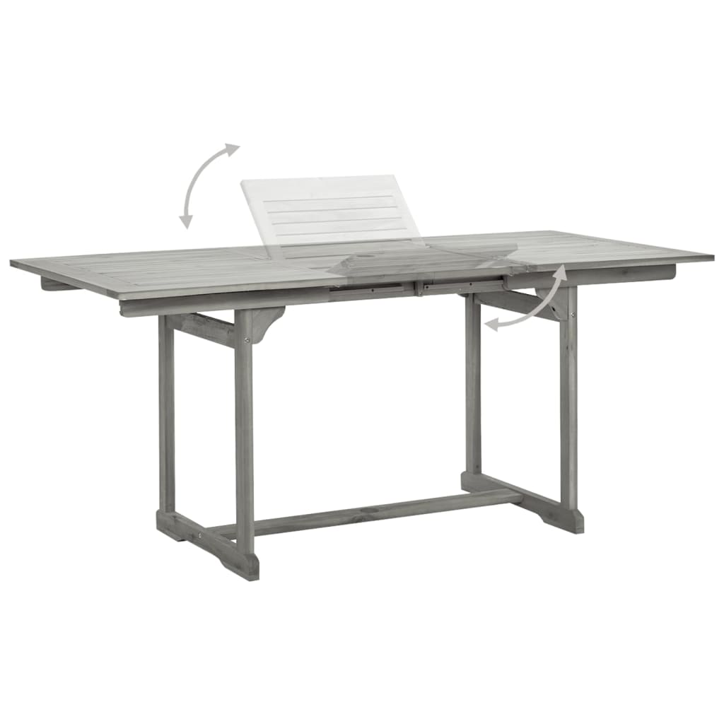 vidaXL Garden Dining Set | Grey | Solid Acacia wood | Standard | Extendable