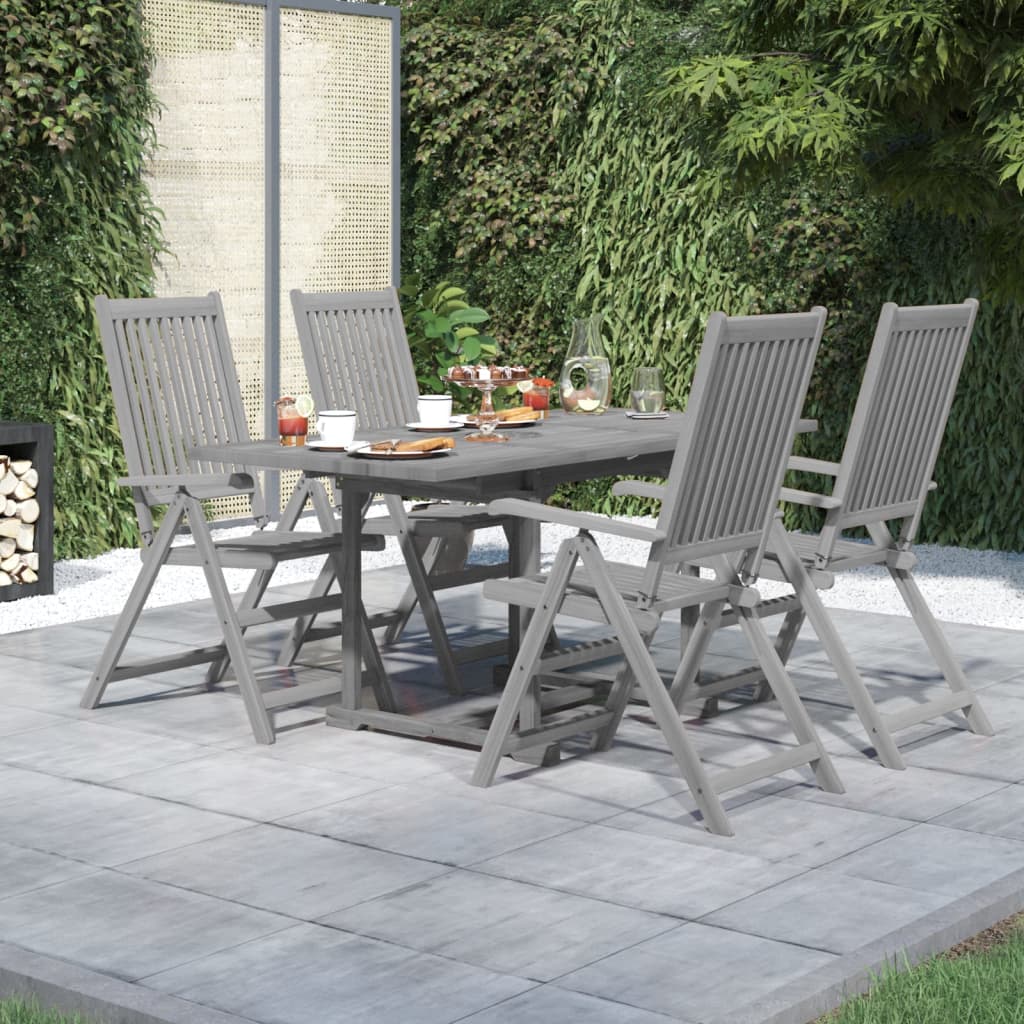 vidaXL Garden Dining Set | Grey | Solid Acacia wood | Standard | Extendable