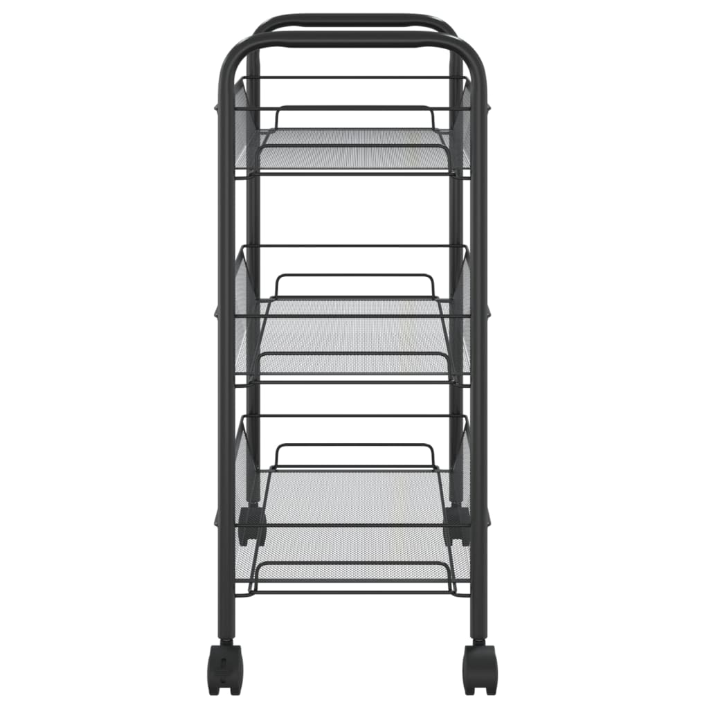 vidaXL 3-Tier Kitchen Trolley Black 46x26x64 cm Iron