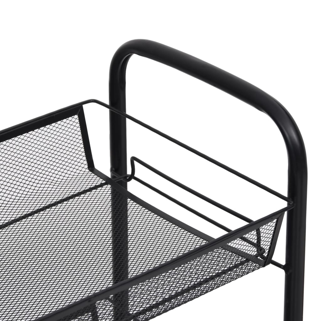 vidaXL 3-Tier Kitchen Trolley Black 46x26x64 cm Iron