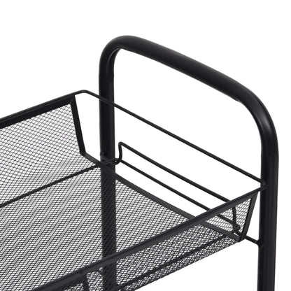 vidaXL 3-Tier Kitchen Trolley Black 46x26x64 cm Iron