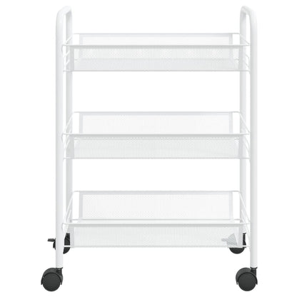 vidaXL 3-Tier Kitchen Trolley White 46x26x64 cm Iron