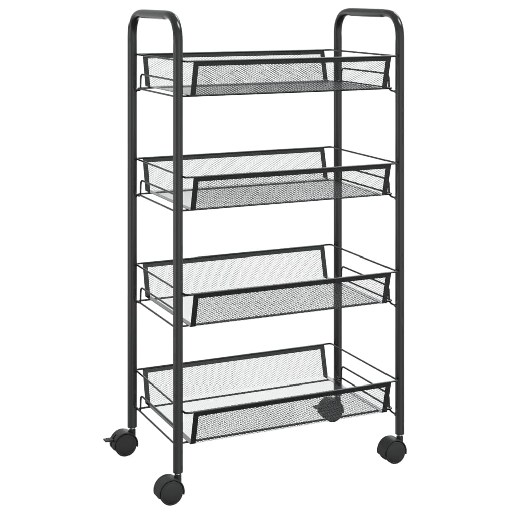 336325 vidaXL 4-Tier Kitchen Trolley Black 46x26x85 cm Iron