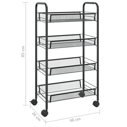 336325 vidaXL 4-Tier Kitchen Trolley Black 46x26x85 cm Iron