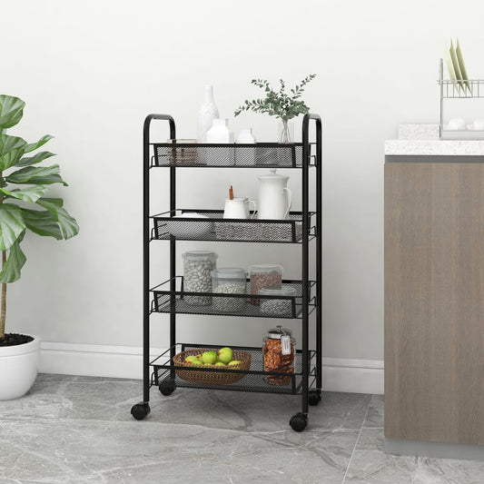 336325 vidaXL 4-Tier Kitchen Trolley Black 46x26x85 cm Iron