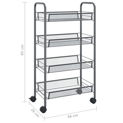 vidaXL 4-Tier Kitchen Trolley Grey 46x26x85 cm Iron