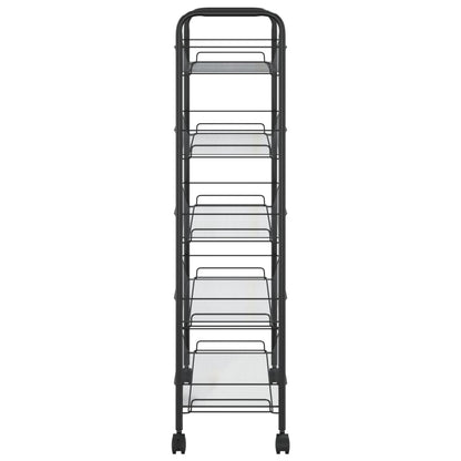 vidaXL 5-Tier Kitchen Trolley Black 46x26x105 cm Iron