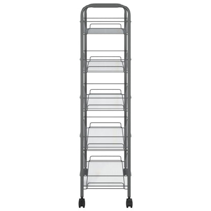 vidaXL 5-Tier Kitchen Trolley Grey 46x26x105 cm Iron