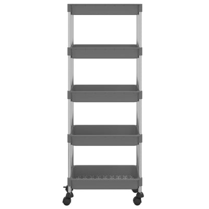 vidaXL 5-Tier Kitchen Trolley Grey 42x29x128 cm Iron and ABS