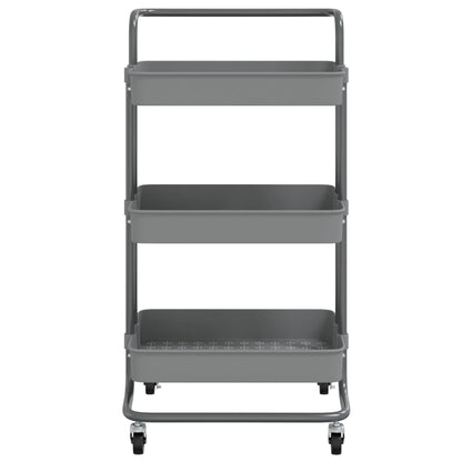 vidaXL 3-Tier Kitchen Trolley Grey 42x35x85 cm Iron and ABS