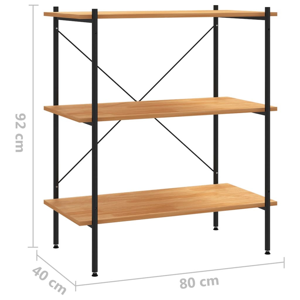 vidaXL 3-Tier Shelving Unit Black and Oak 80x40x92 cm