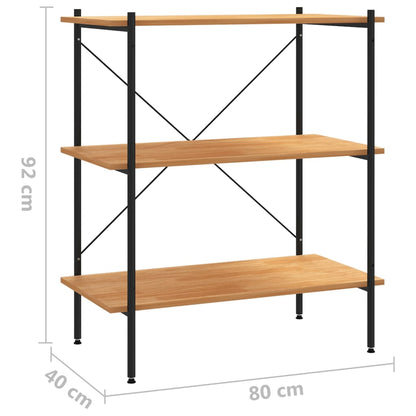 vidaXL 3-Tier Shelving Unit Black and Oak 80x40x92 cm