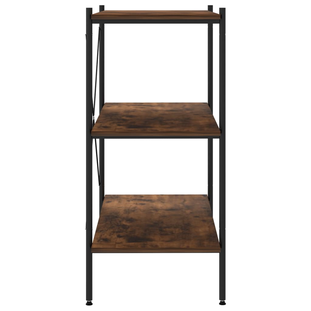 vidaXL 3-Tier Shelving Unit Black and Dark Wood 80x40x92 cm