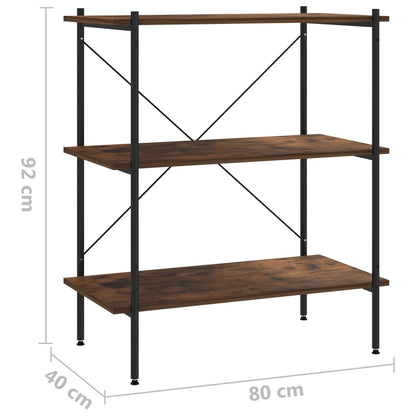 vidaXL 3-Tier Shelving Unit Black and Dark Wood 80x40x92 cm