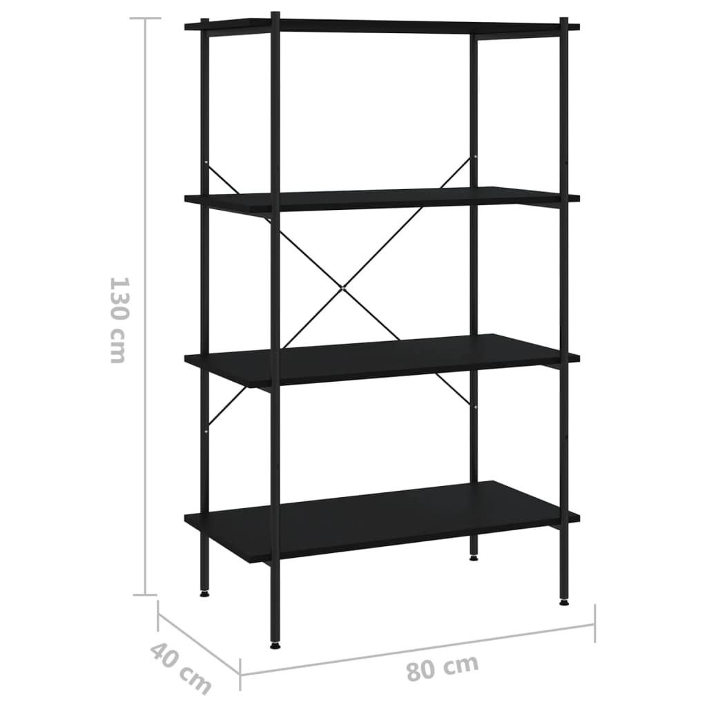 vidaXL 4-Tier Shelving Unit Black 80x40x130 cm