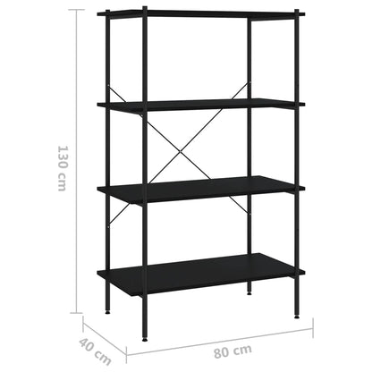 vidaXL 4-Tier Shelving Unit Black 80x40x130 cm